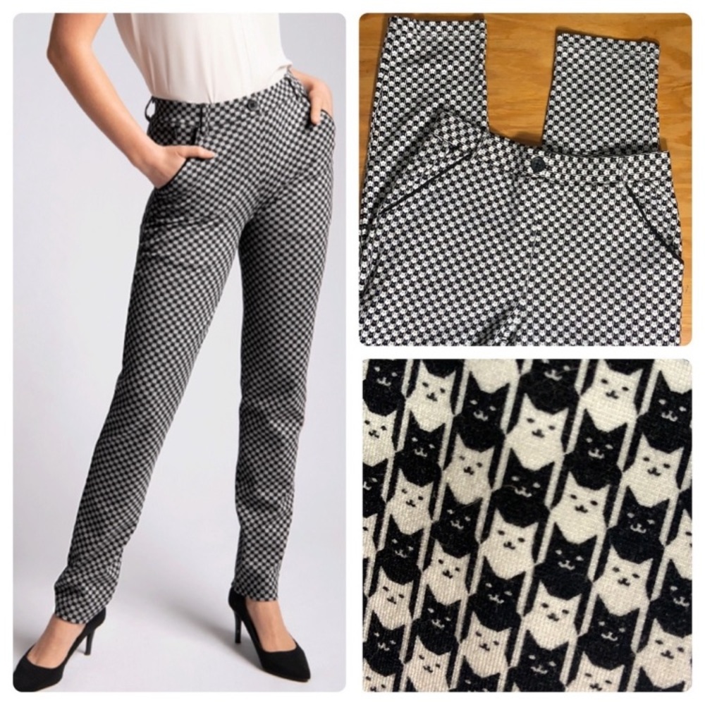 Betabrand Catstooth Straight Leg Yoga Trousers L long